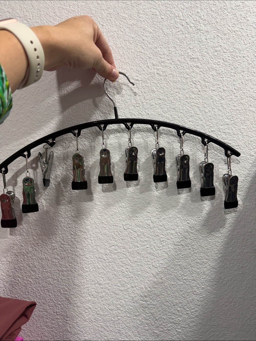Multi-Clip Hanging Organizer - Black with Silver Clips